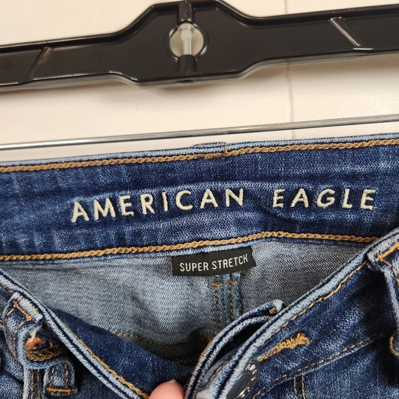 American Eagle Skinny Kick Jeans Stretchy Bootcut Mid Rise Size 4 Western Boho - Picture 4 of 11